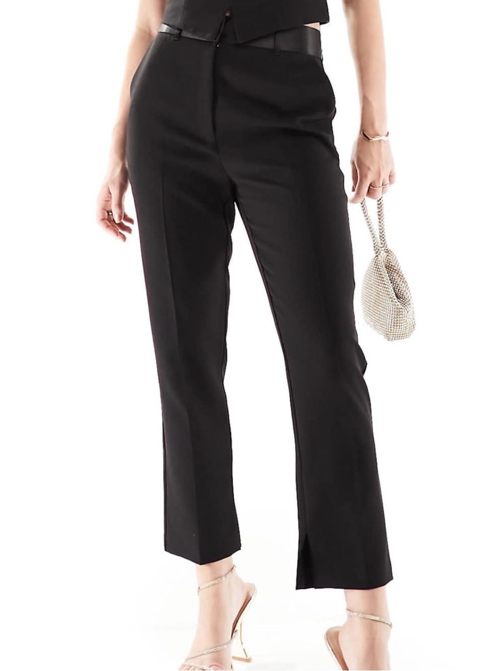 Black Cropped Tailored Straight-Leg Pants